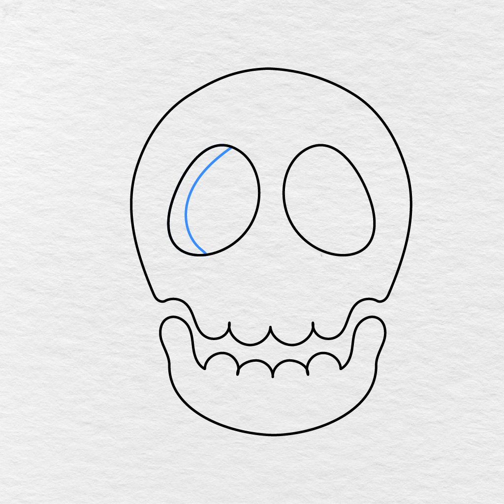 Step 5 Showing A Curved Inner Detail Added Inside The Left Eye Socket.