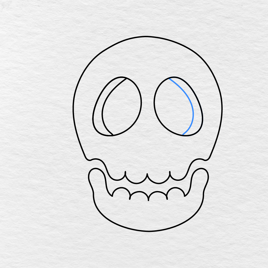 Step 6 Showing A Matching Curved Detail Added Inside The Right Eye Socket.