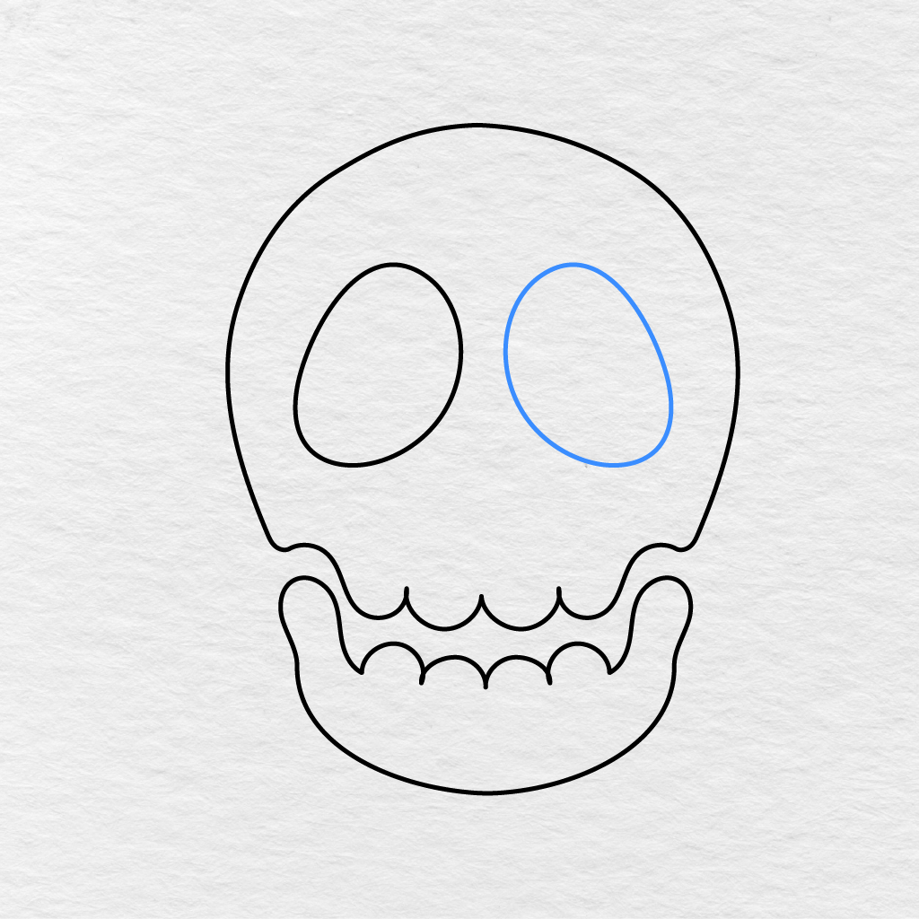 Step 4 Showing A Matching Oval Eye Socket Added To The Right Side Of The Skull.