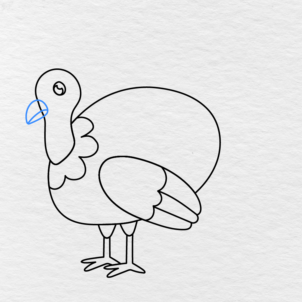 Step 9 Showing The Turkey’s Pointed Upper And Lower Beak Added To The Head.