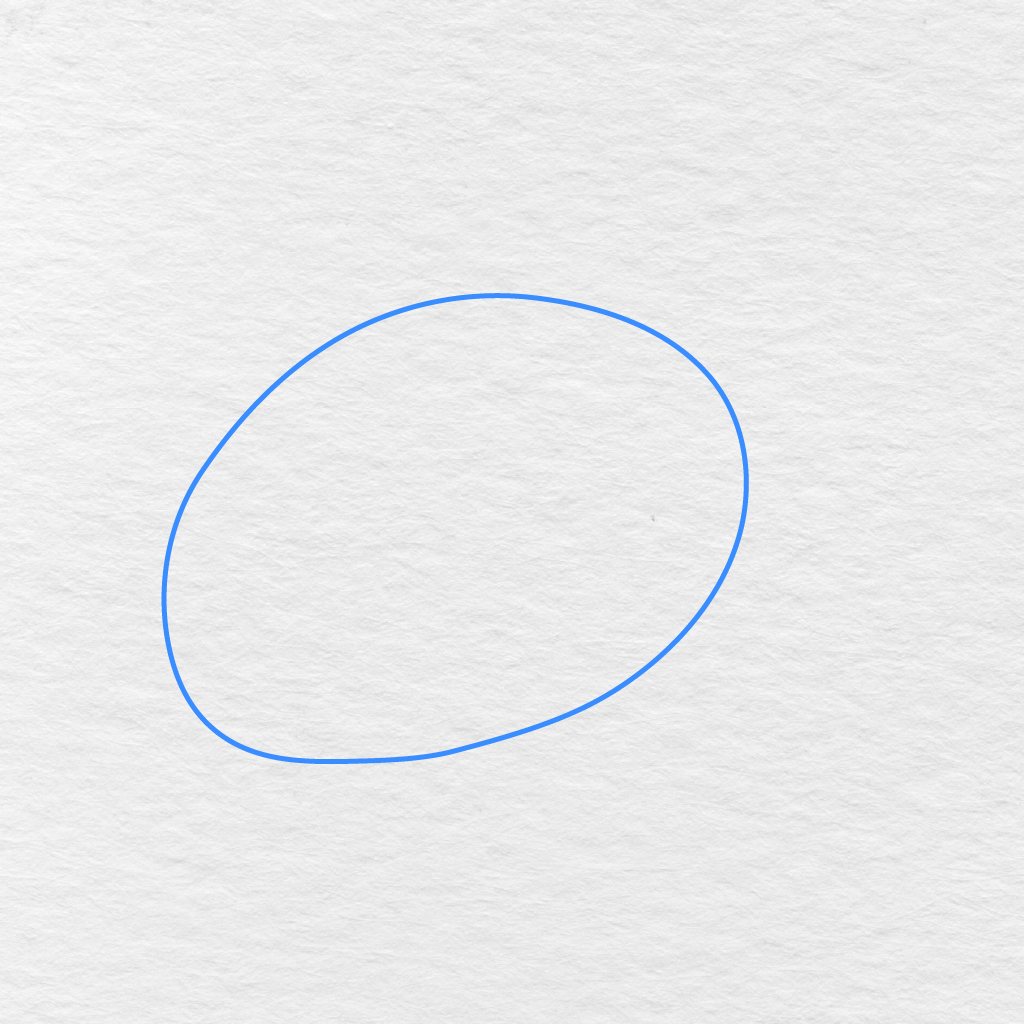 Step 1 Showing A Large Rounded Shape Drawn For The Turkey’s Body.