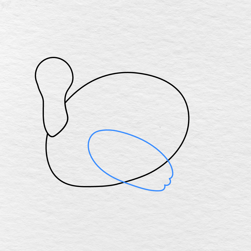 Step 3 Showing A Large Curved Wing Added Inside The Turkey’s Body.