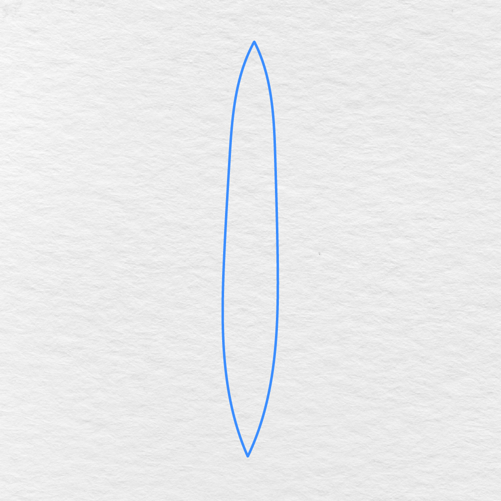 Step 1 Showing A Long Narrow Body Outline Drawn For The Airplane.