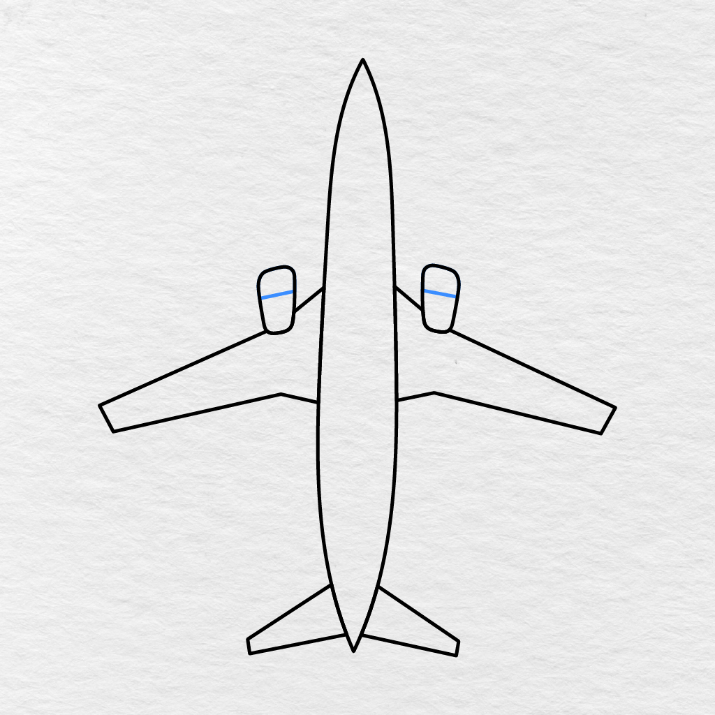 Step 5 Showing A Short Dividing Line Added Across The Middle Of Each Engine.
