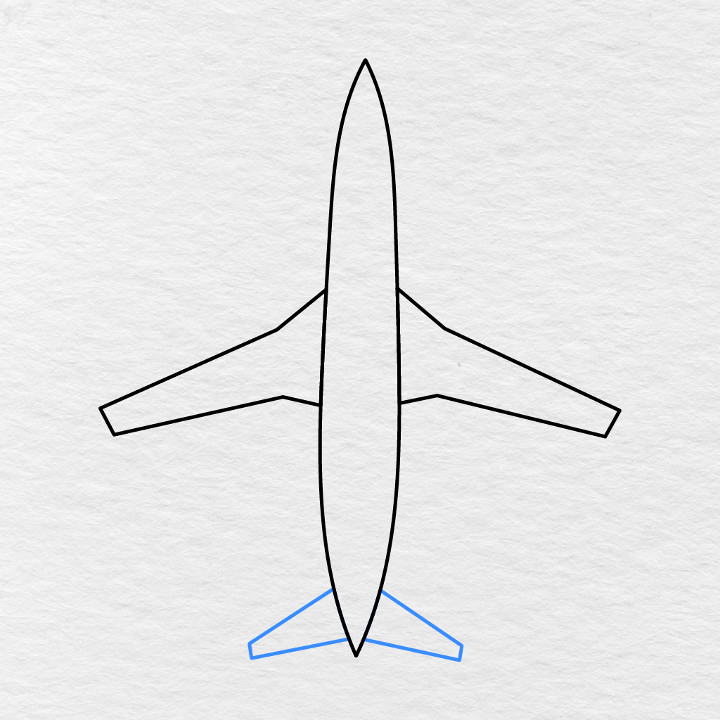 Step 3 Showing Two Smaller Tail Wings Added At The Back Of The Airplane.