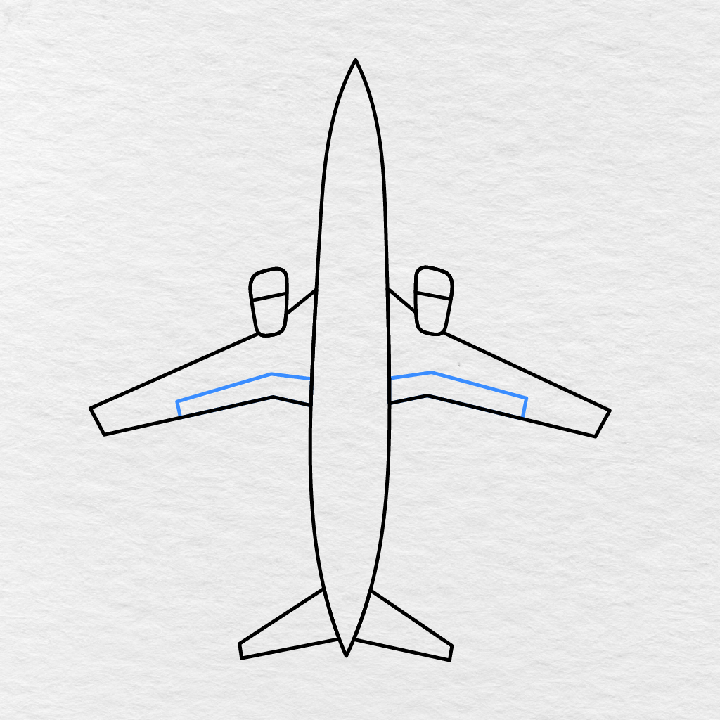 Step 6 Showing Long Angular Details Added Inside Both Main Wings.