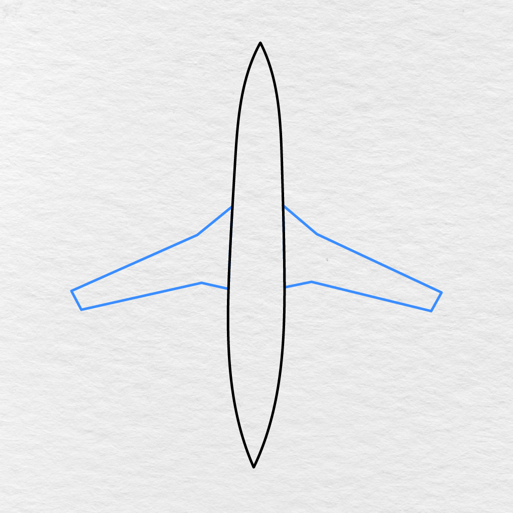 Step 2 Showing Two Large Main Wings Added To Both Sides Of The Airplane Body.