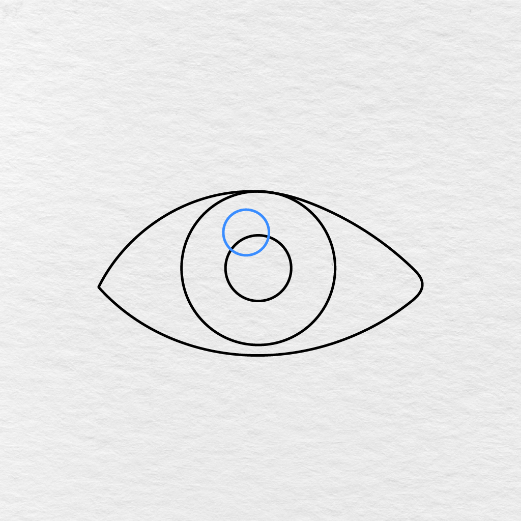 Step 4 Showing A Small Round Highlight Added Inside The Upper Part Of The Pupil.