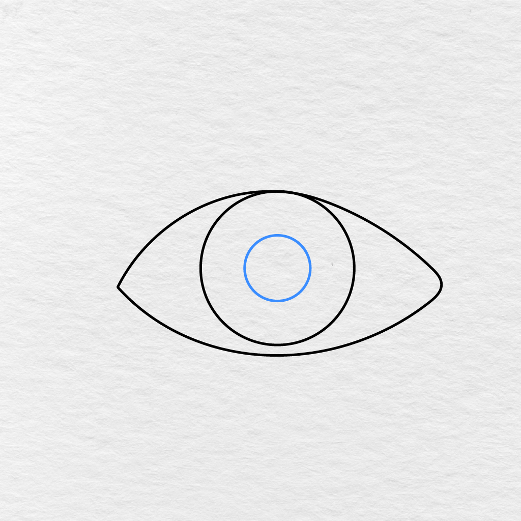 Step 3 Showing A Smaller Circular Pupil Added In The Center Of The Iris.