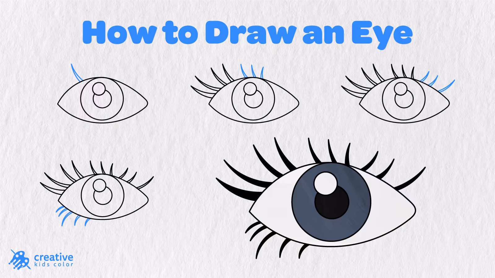 How To Draw An Eye Step By Step In 9 Easy Stages With A Finished Dark Blue Gray Eye.