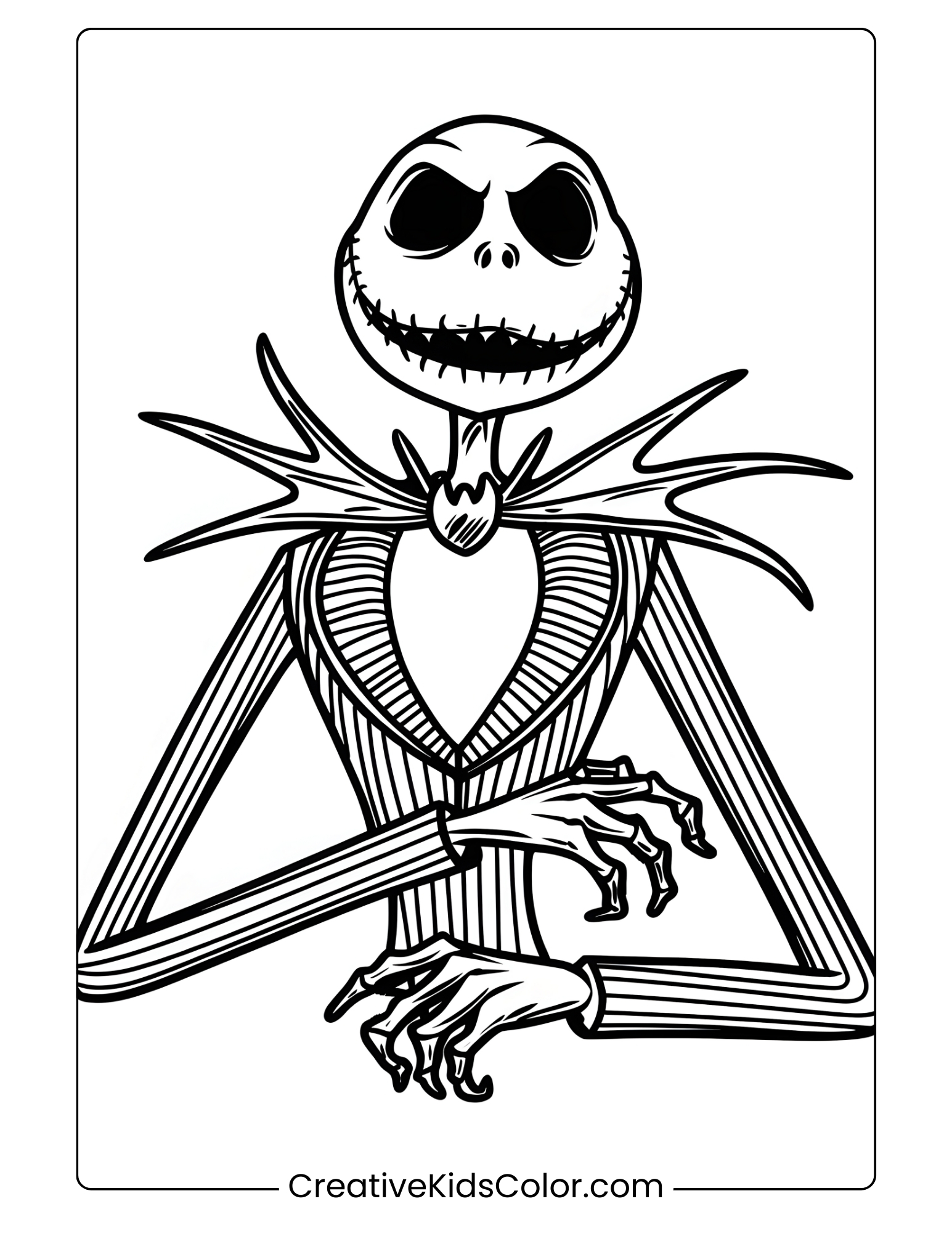 Jack Skellington From &Quot;Nightmare Before Christmas&Quot; In A Spooky, Gothic-Themed Coloring Page.