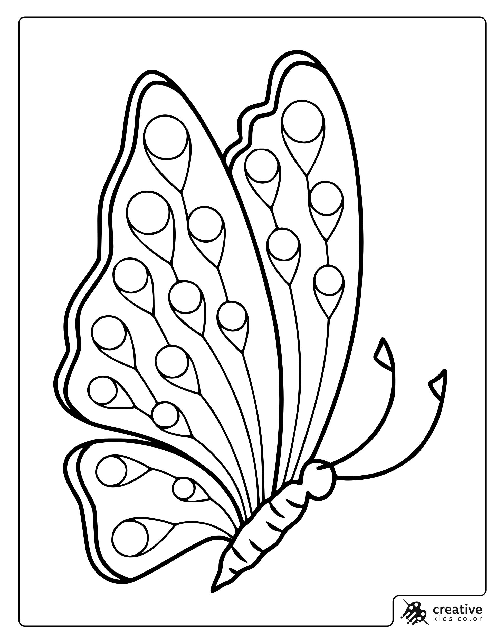 Large Butterfly In The Air Coloring Page With Long Decorative Wings