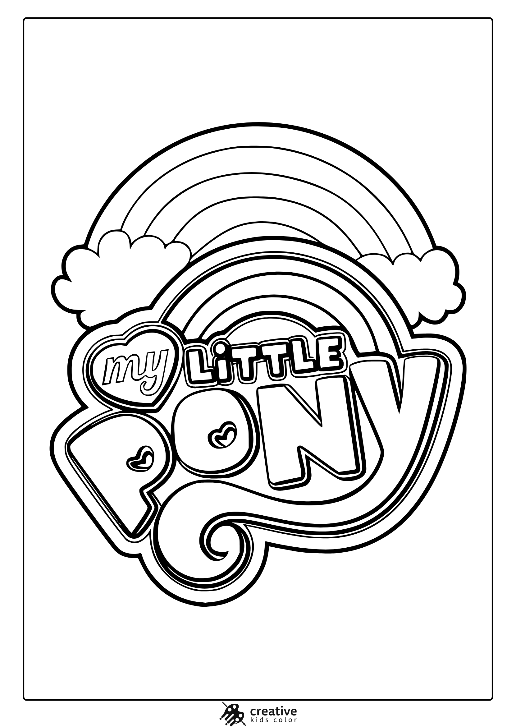 My Little Pony Movie Coloring Page With Rainbows And Whimsical Clouds.
