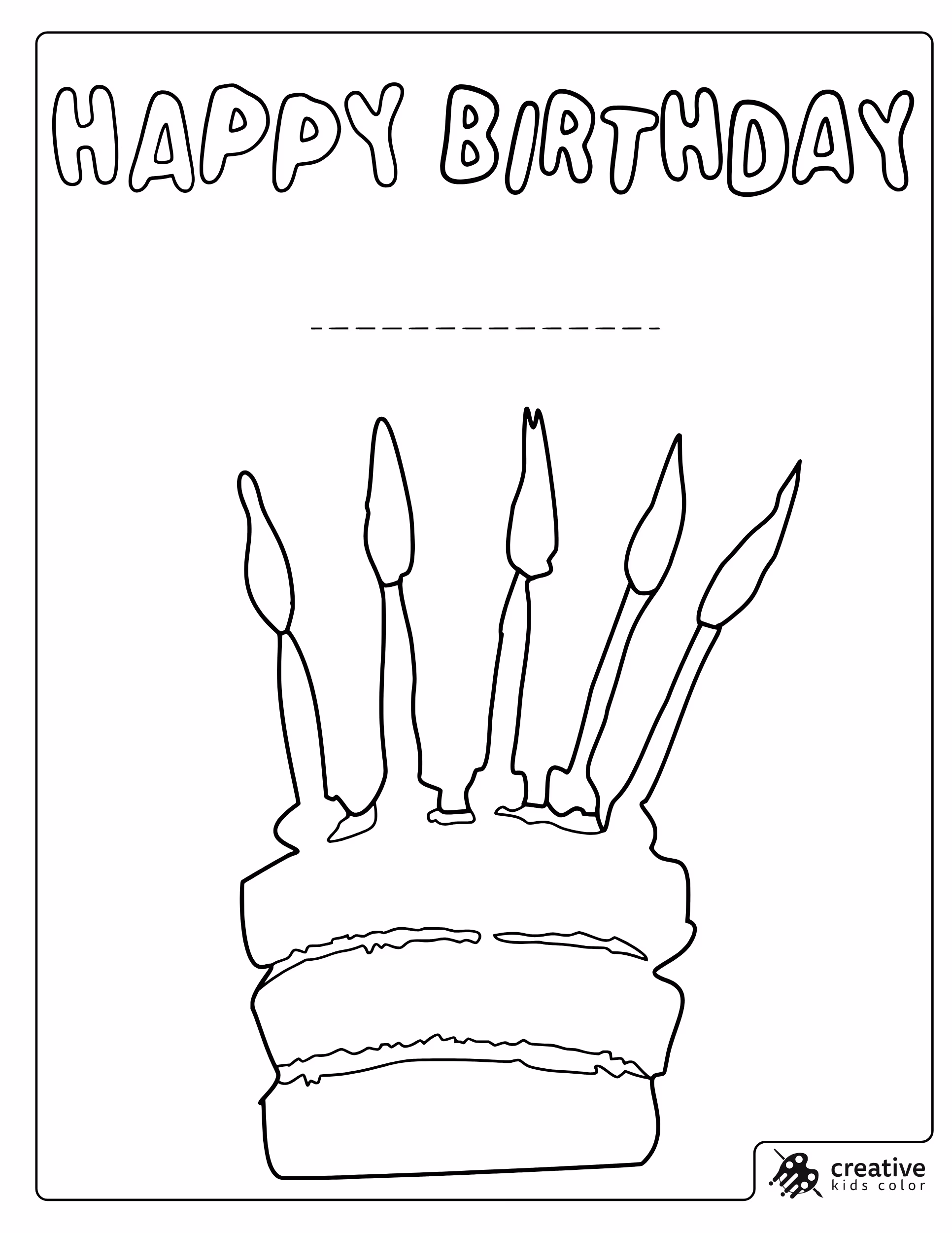 Personalized Birthday Coloring Page With A Cake Slice Candles And Blank Space