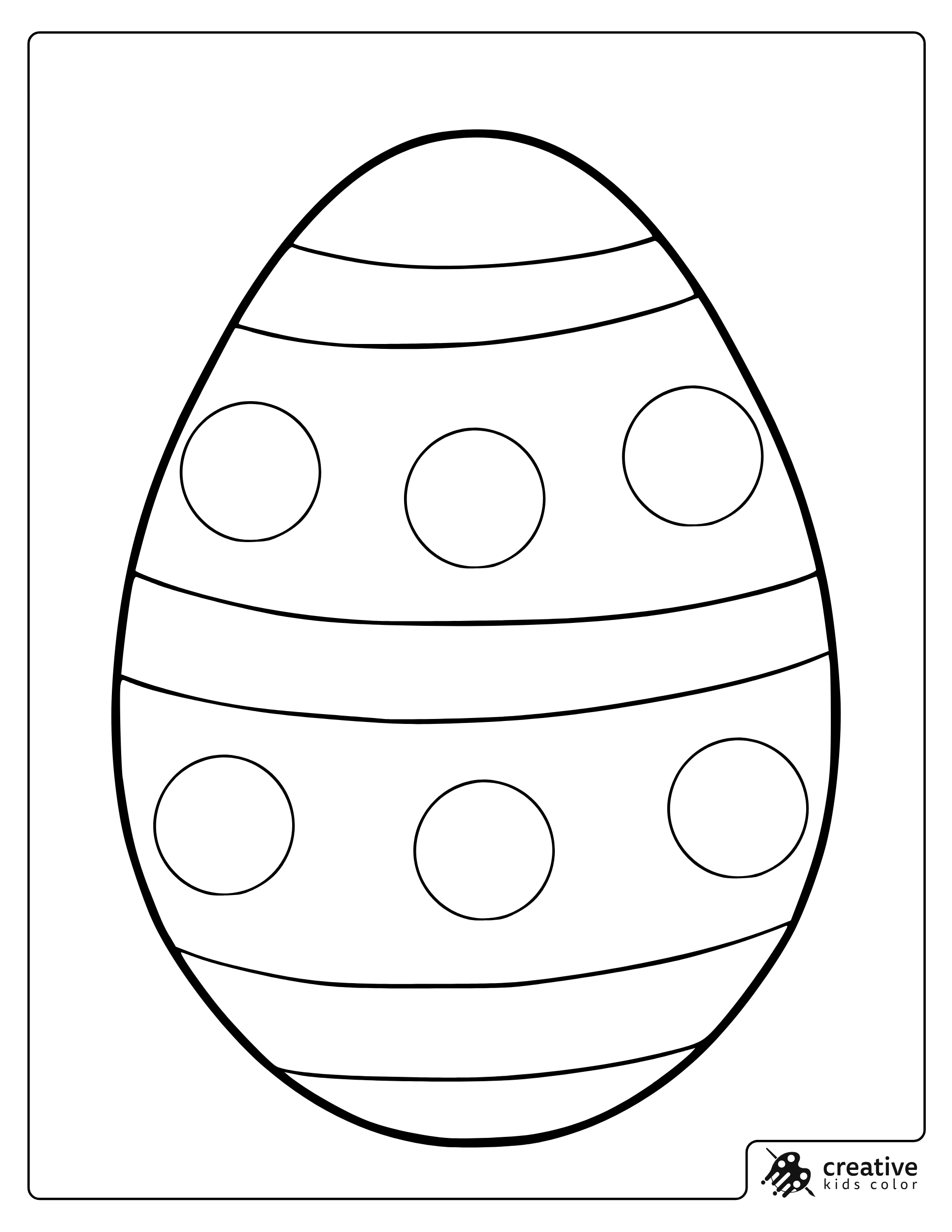 Polka Dots And Stripes Easter Egg Design Coloring Page