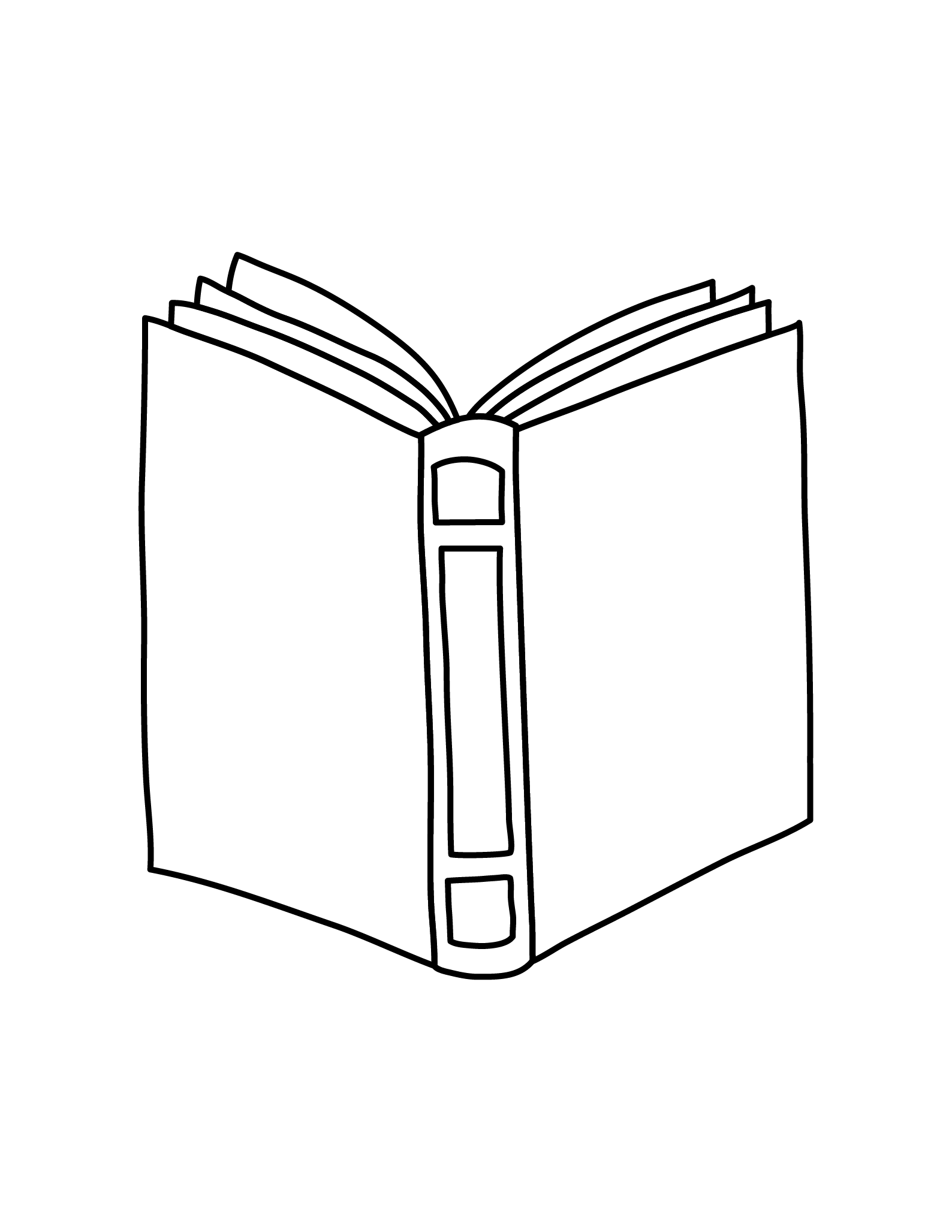 Completed Open Book Outline For Printing And Coloring.