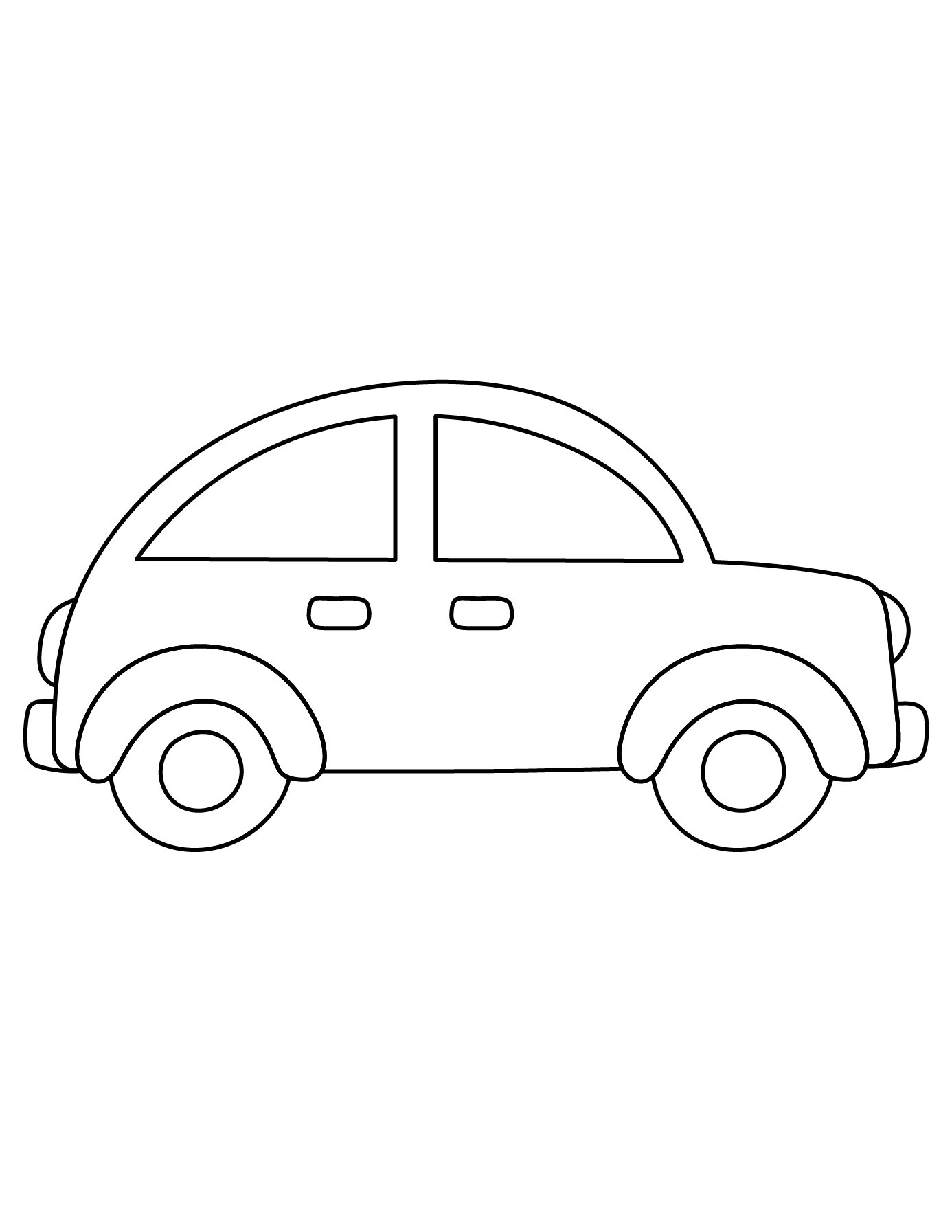 Completed Car Drawing Showing The Outline For Printing And Coloring.