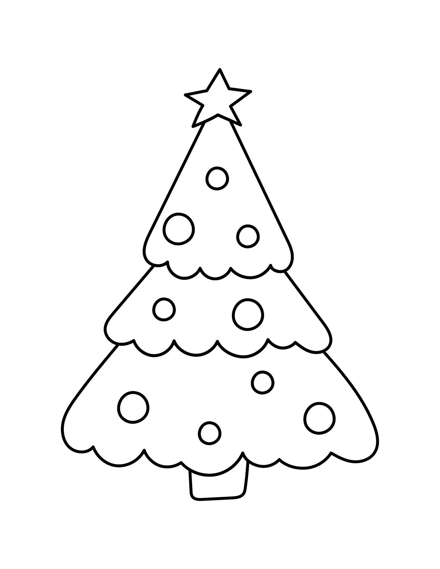The Finished Christmas Tree Drawing Outline To Print And Color.