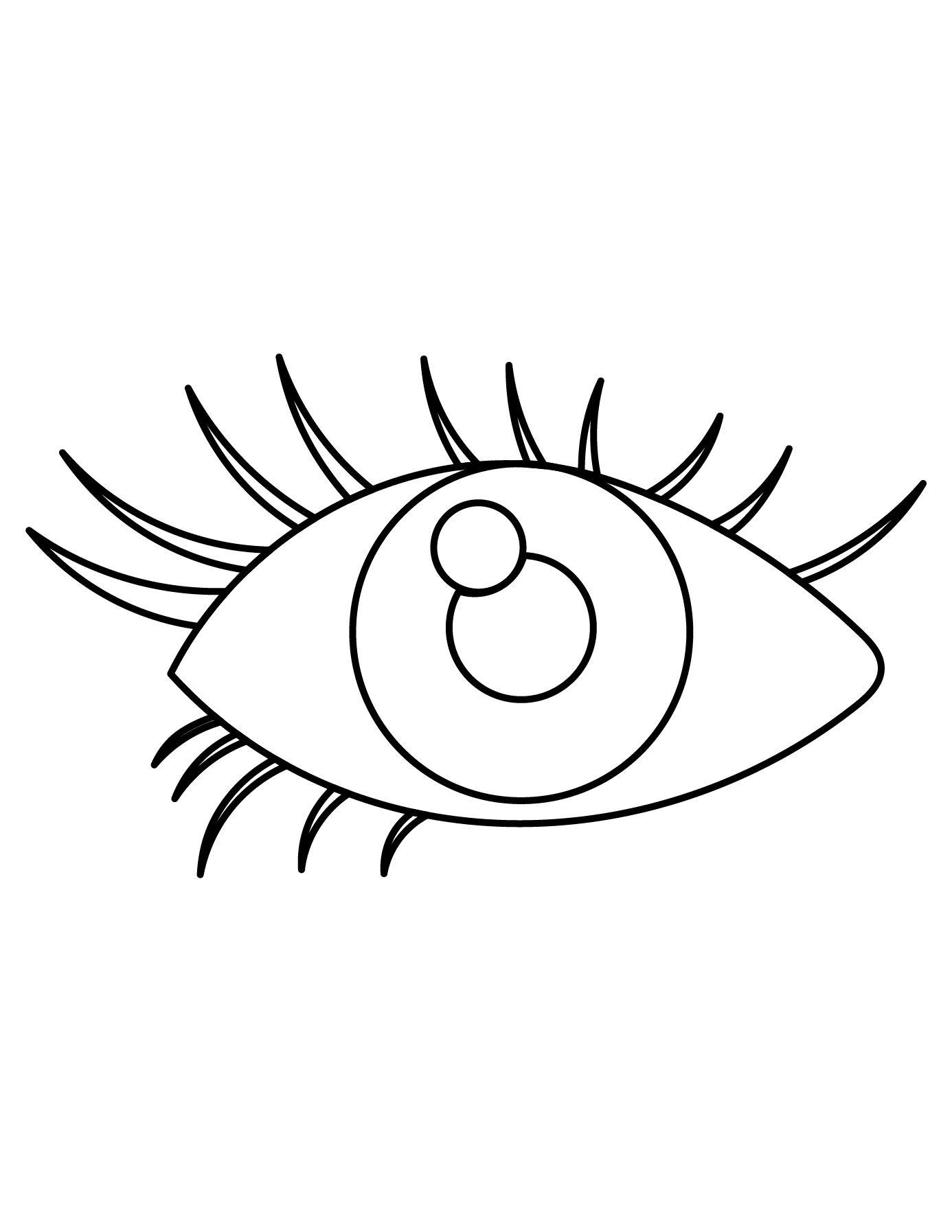 Completed Eye Drawing Showing The Outline For Printing And Coloring.
