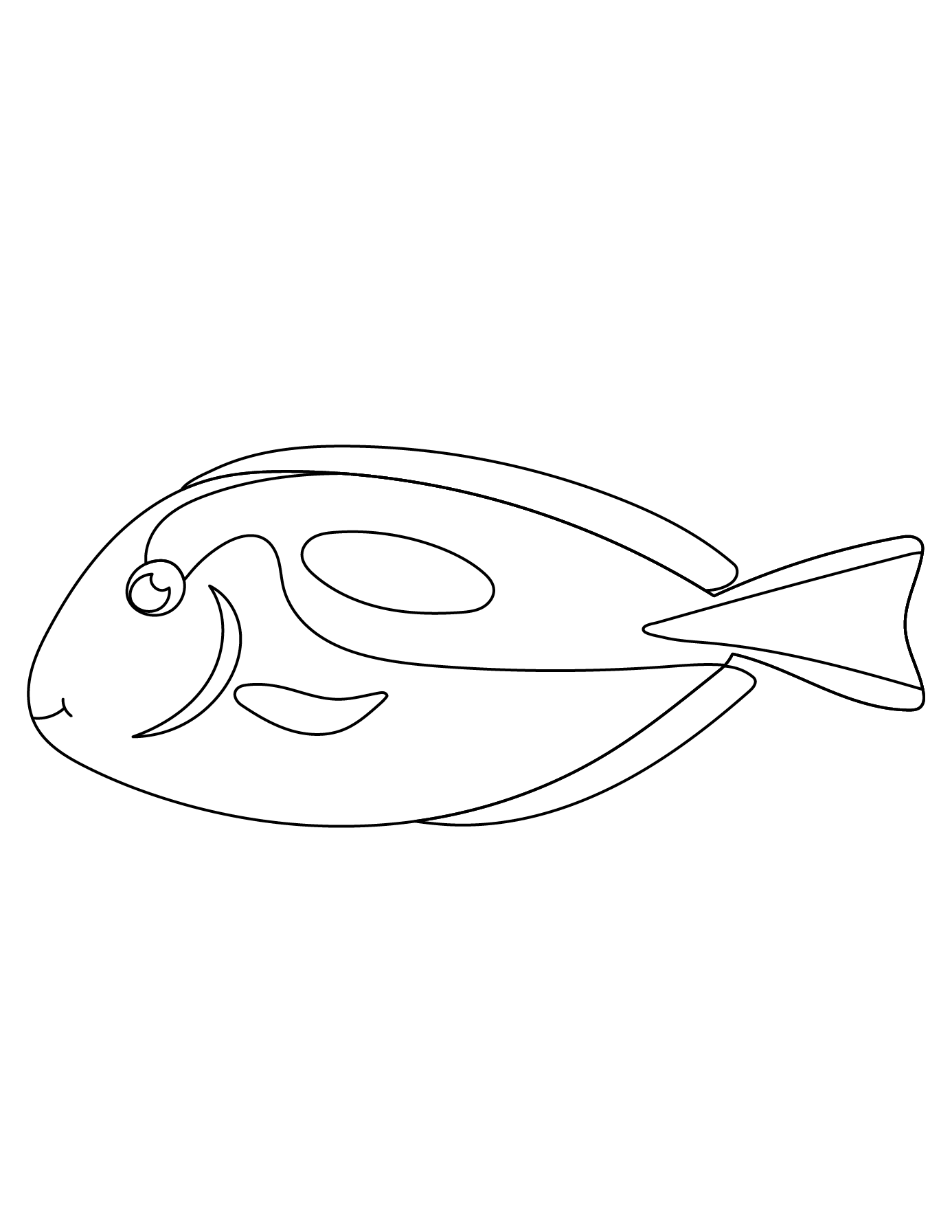 Completed Fish Drawing Showing The Outline For Printing And Coloring.