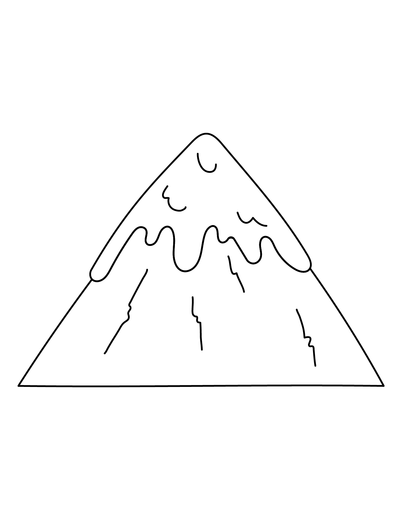 Completed Mountain Outline For Printing And Coloring.