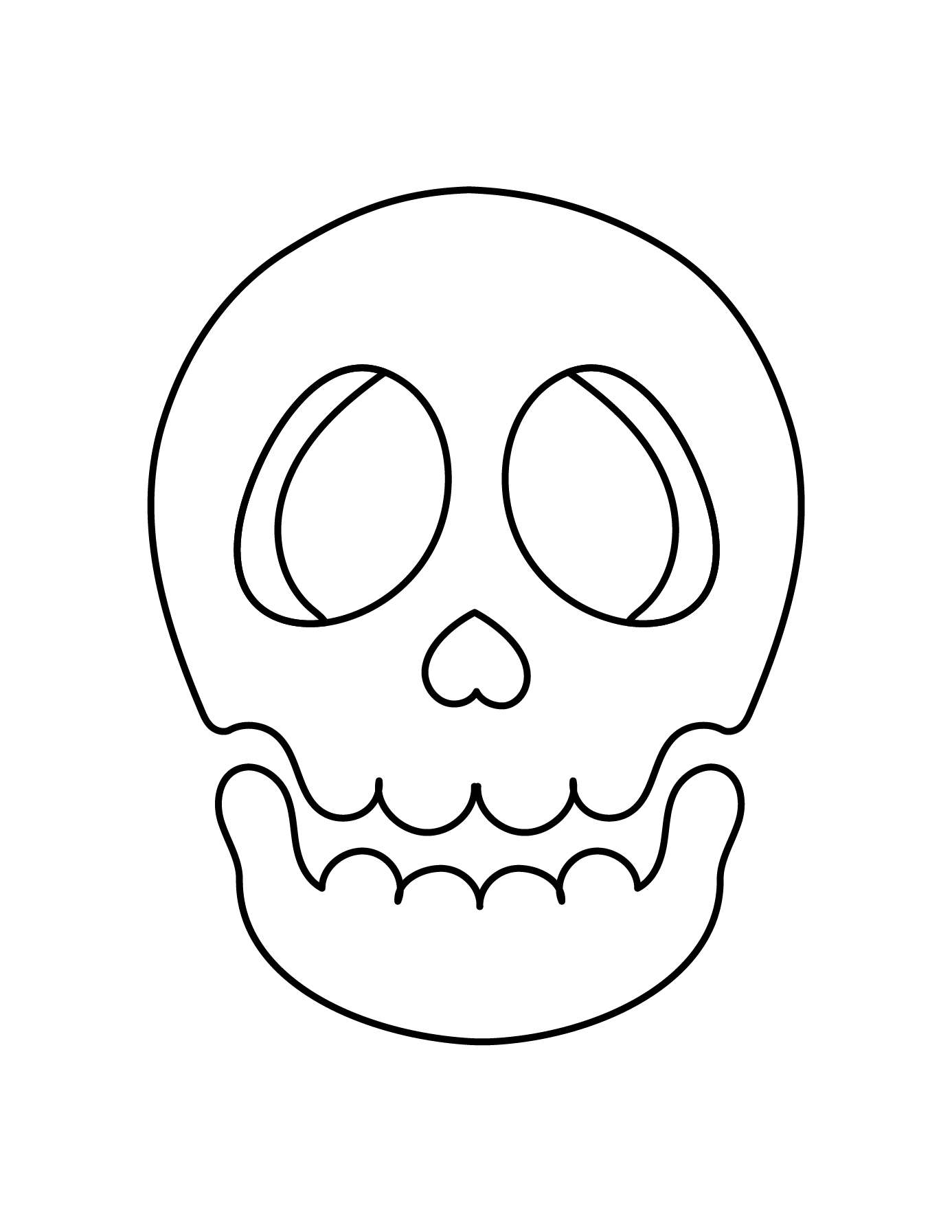 Completed Skull Drawing Showing The Outline For Printing And Coloring.