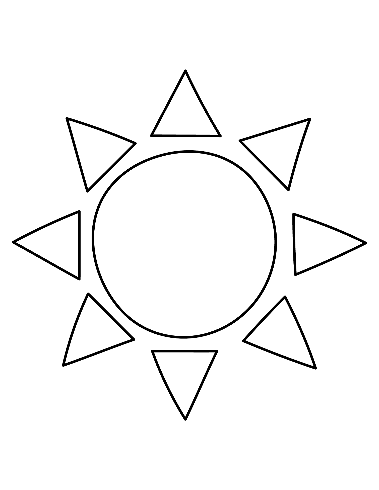 Finished Sun Drawing For Printing And Coloring.