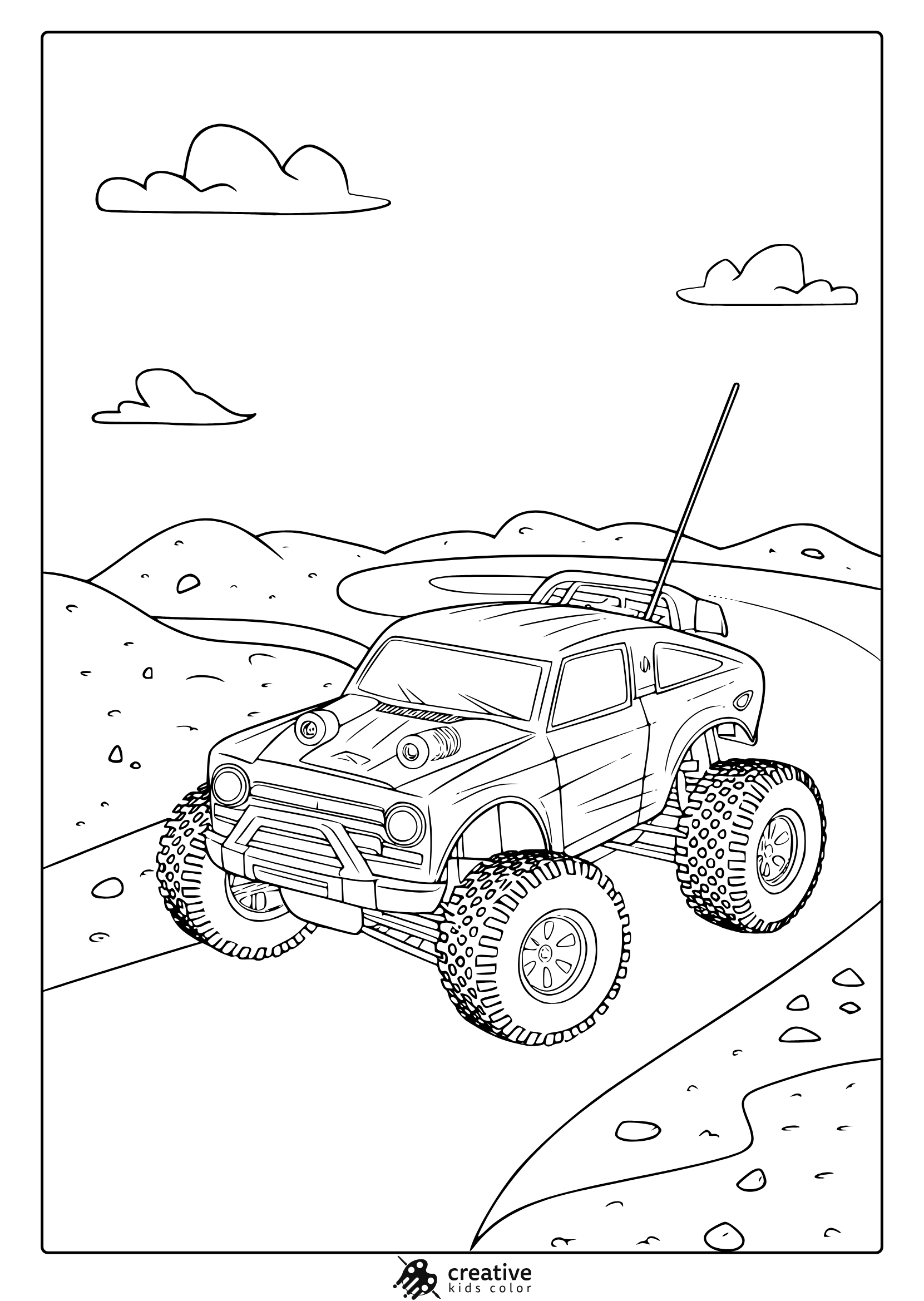 An Off-Road Remote Control Car On A Dirt Track, Perfect For An Rc Car Coloring Page.