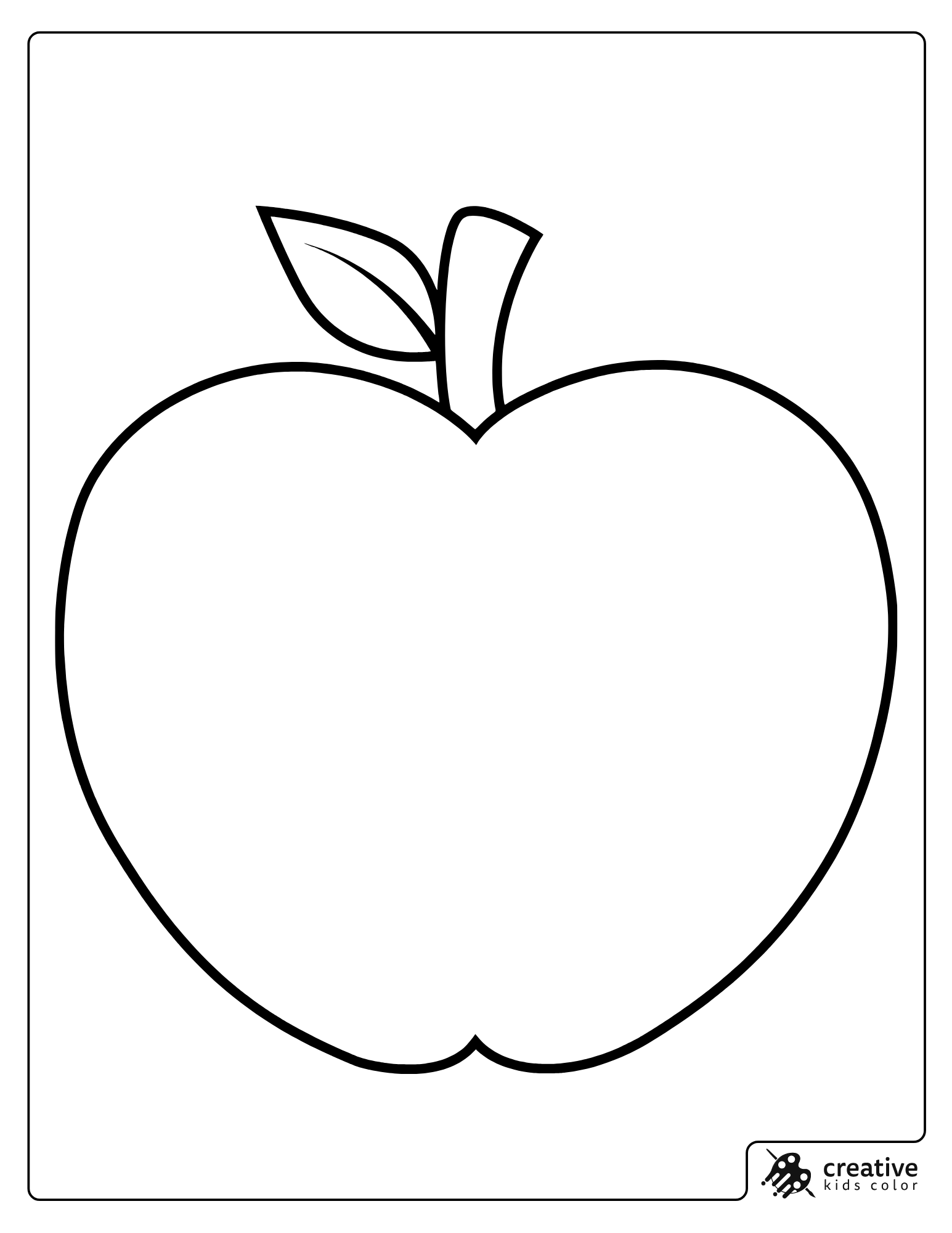 Simple Apple Outline Coloring Page.