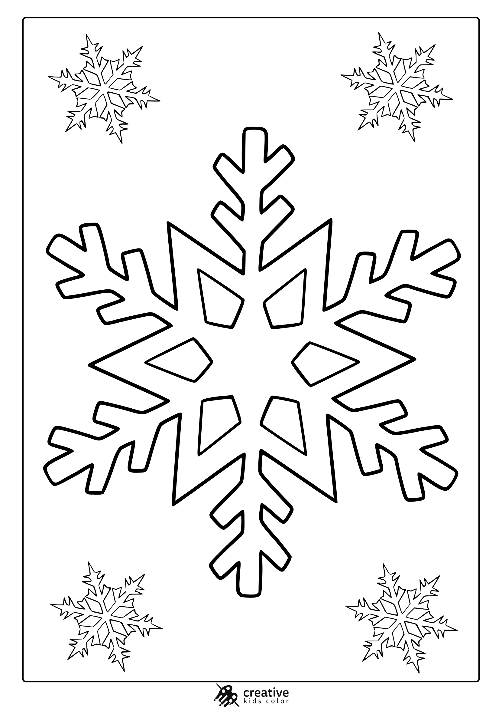 Snowflake coloring page with small snowflake Snowflake with small world designs.