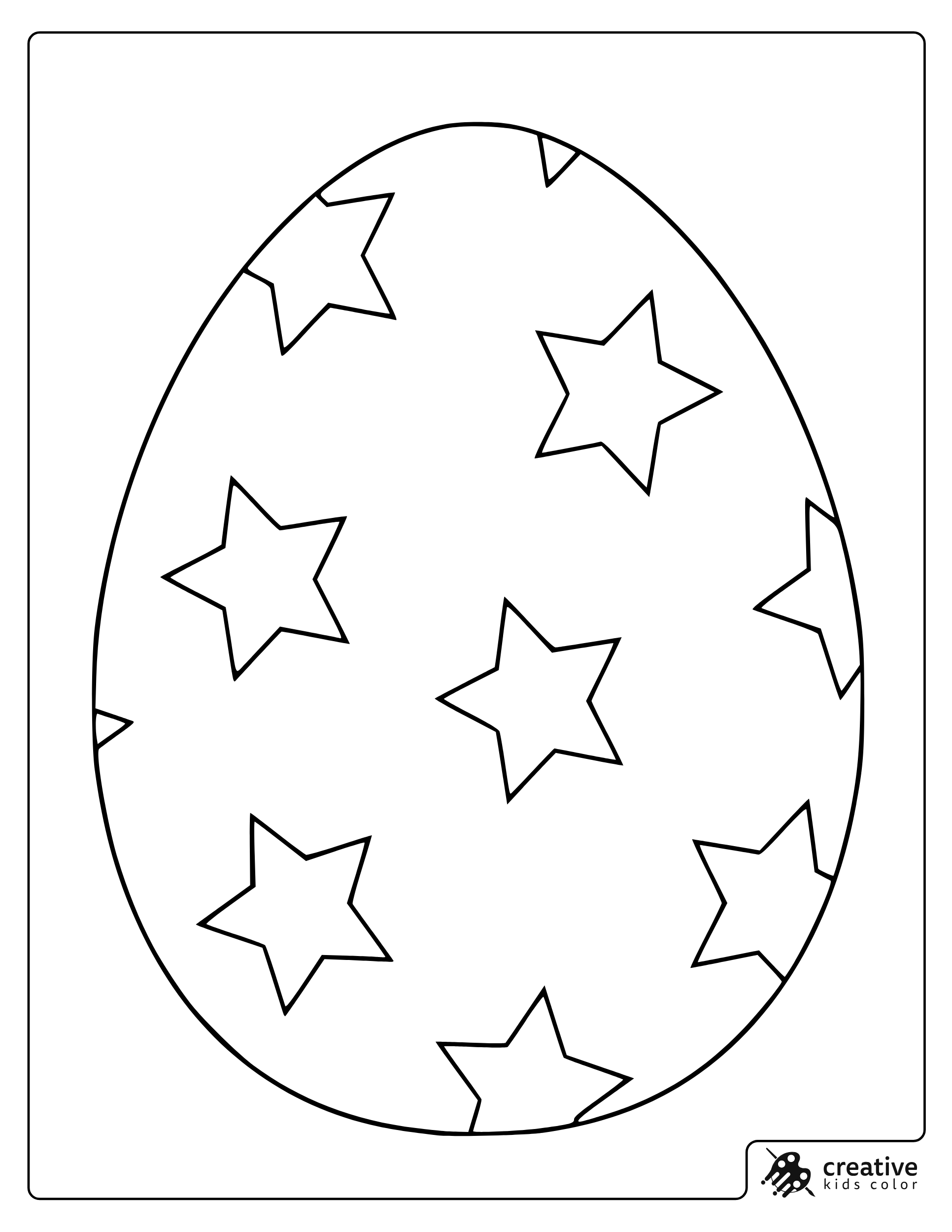 Starry Easter Egg With Bold Stars Coloring Page
