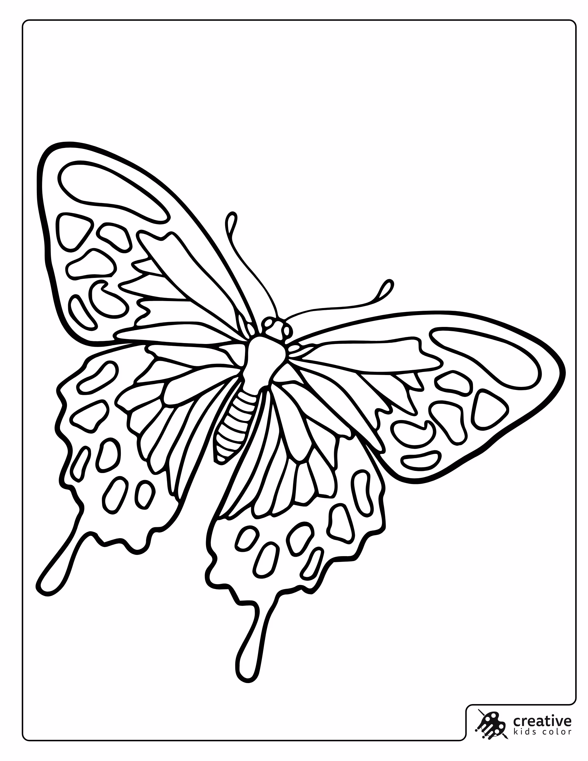 Swallowtail Butterfly Coloring Page With Open Tailed Wings